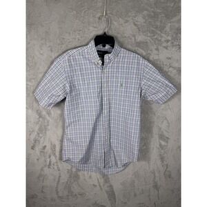 Ralph‎ Lauren Shirt Mens Medium Plaid Classic Fit Short Sleeve Button Up Casual
